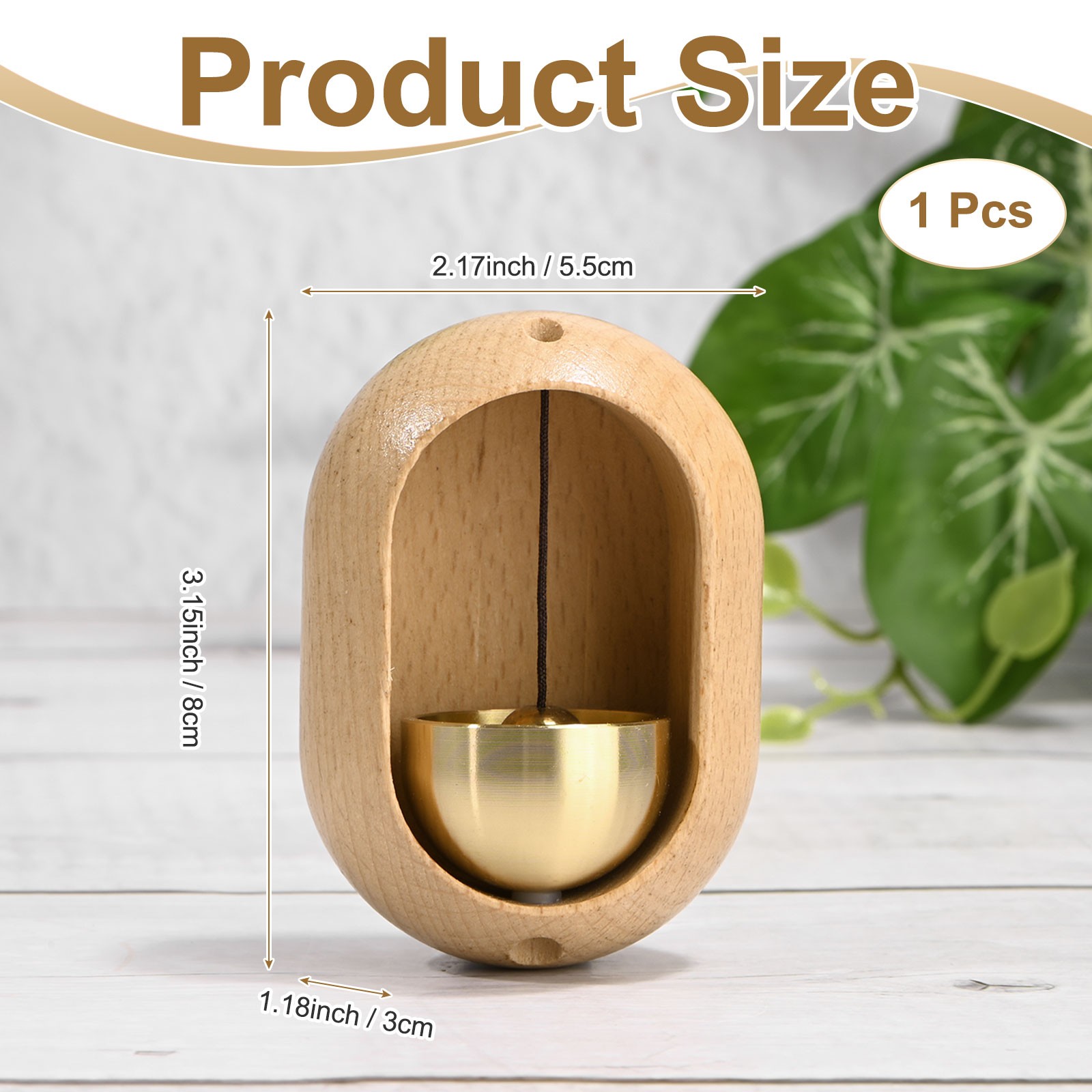 1-Pack Magnetic Shopkeepers Bell, 2.2inch/5.5cm Beech [Beige, Oval Shape] gallery