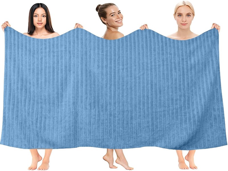 Bath Sheet 2 Pack Medium Blue 35x70 Inch Ribbed Luxury Cotton Large Towel Art gallery
