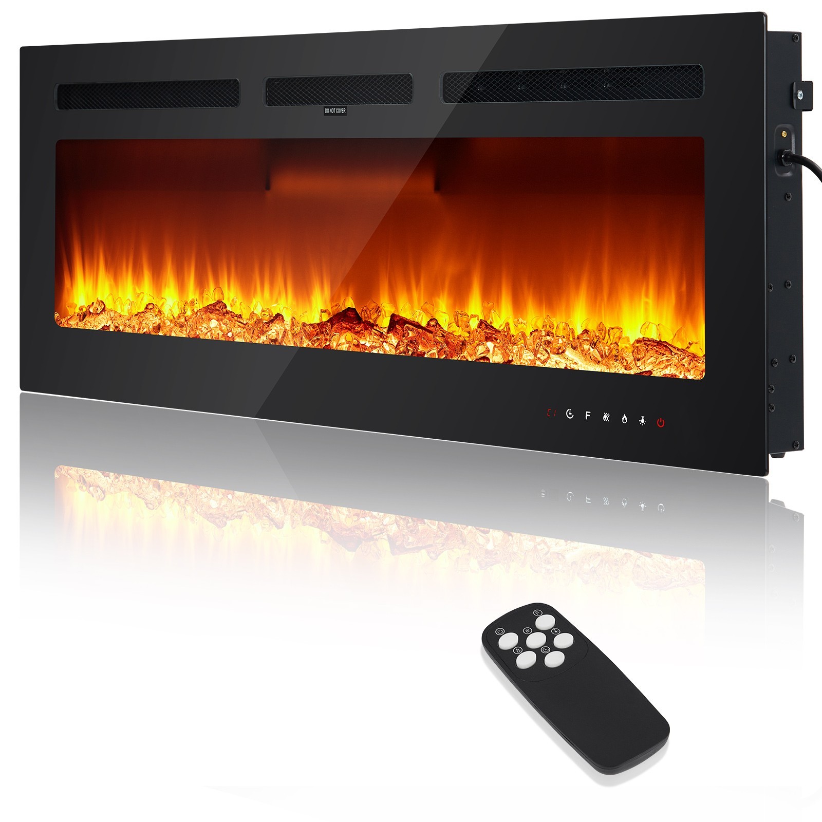 60" Ultra-Thin Recessed / Wall Mount Electric Fireplace, 1500W Heater, 12-Color gallery