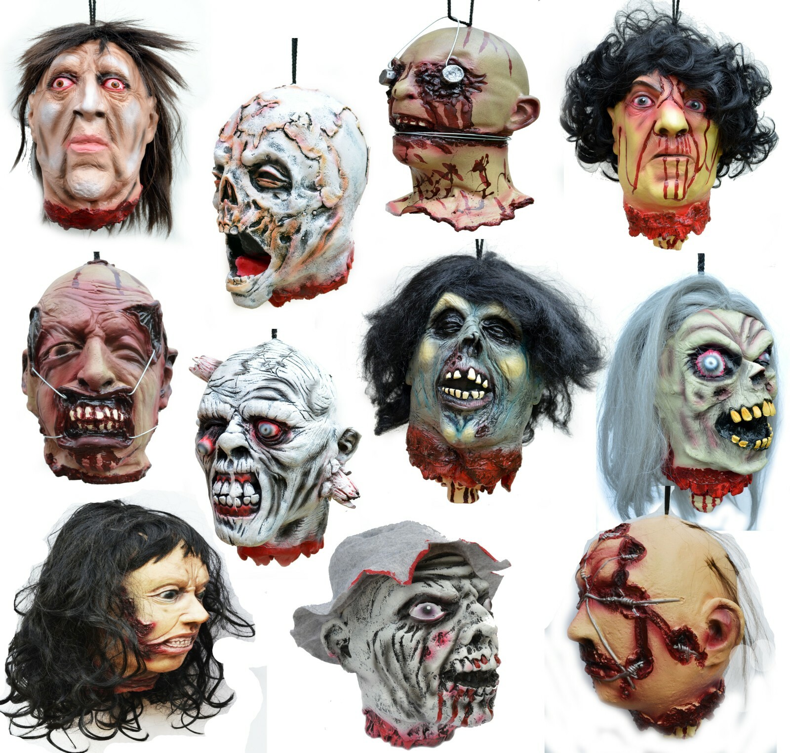 Halloween Zombie Props Severed Hanging Corpse Heads Life Size Foam Body part gallery