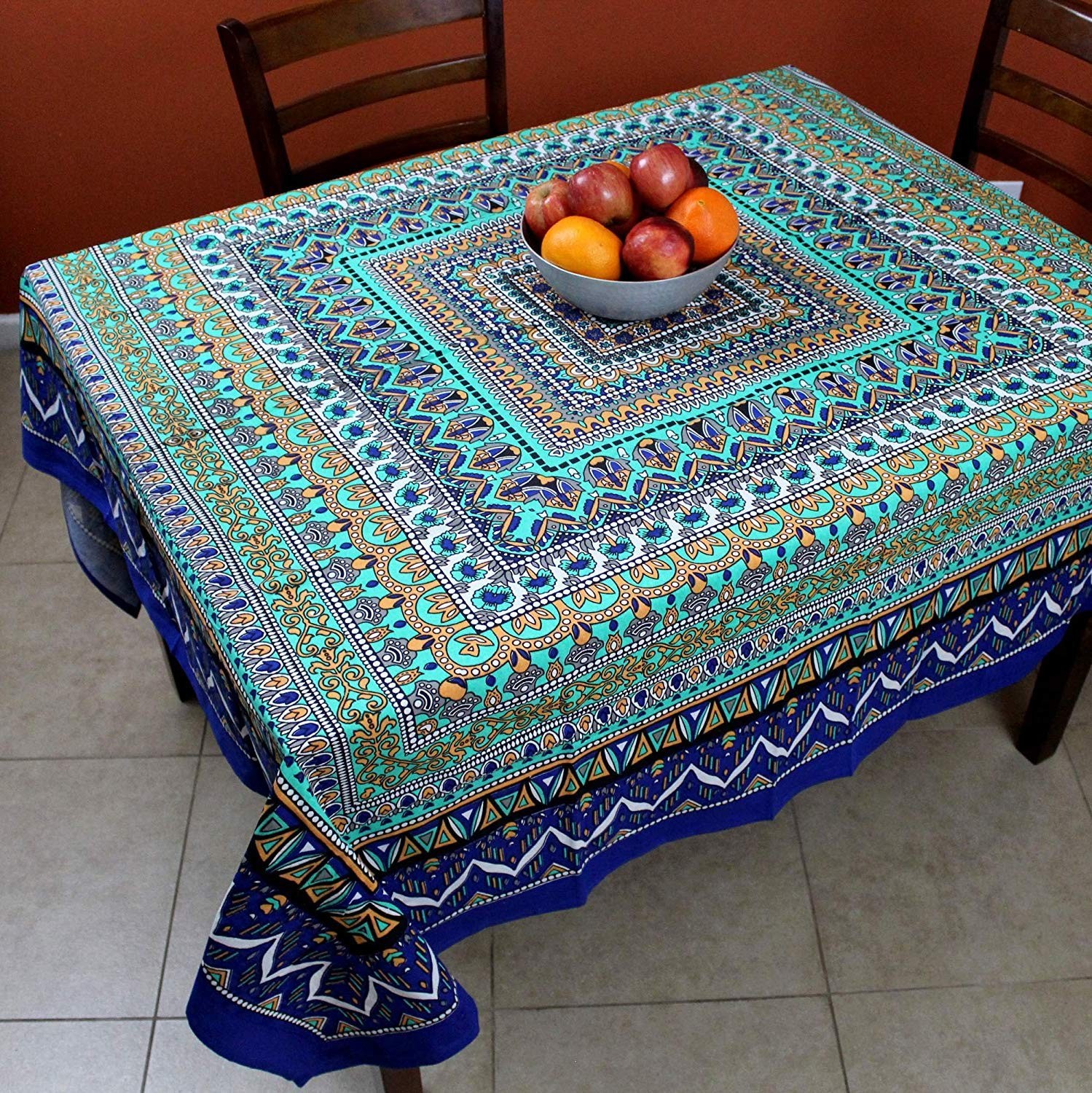 India Arts Handmade Cotton Geometric Floral Tablecloth Round Beach Sheet Beach gallery