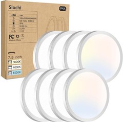 8PACK LED Flush Mount Ceiling Light Fixture, 3000K-4000K-6500K & 100W Equivalent