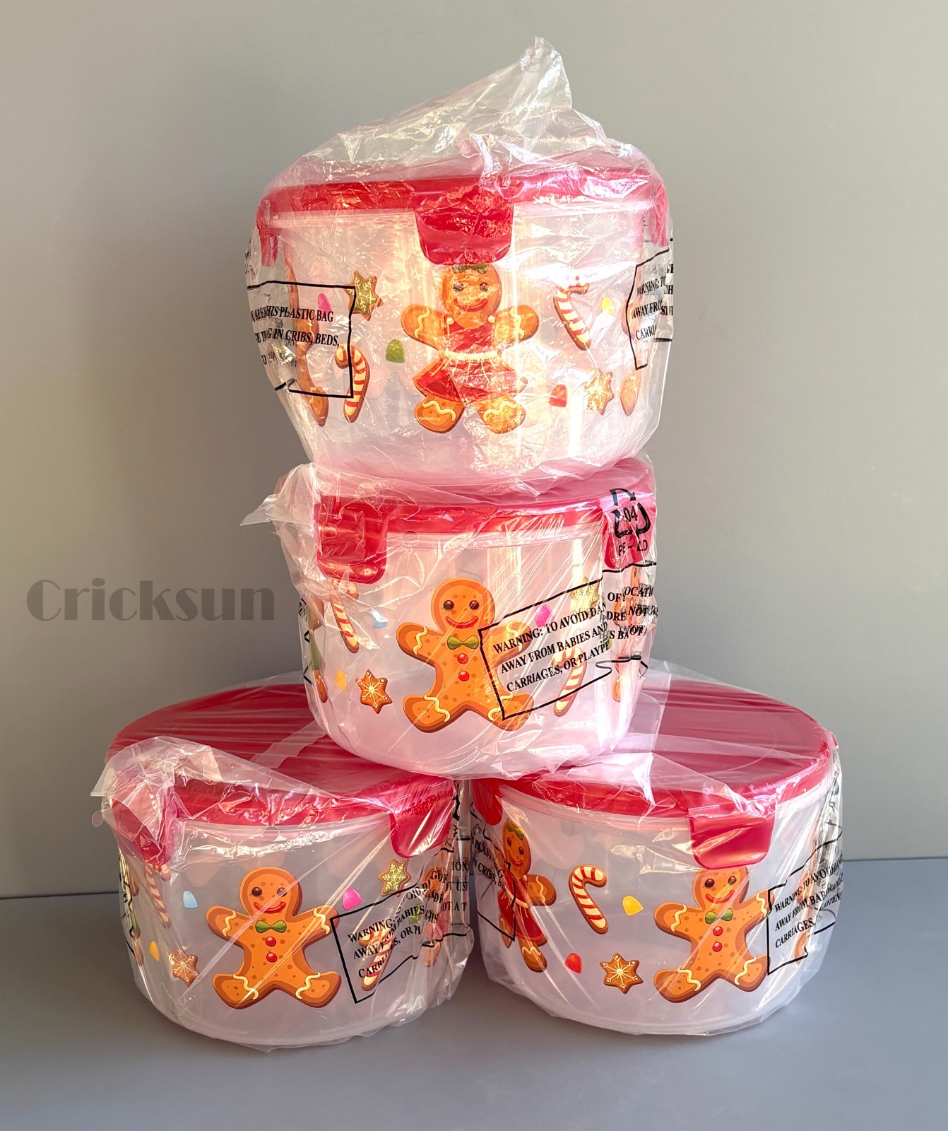 4 pack Round Lock n Lock Christmas Treats, Gingerbread Cookie Holiday Containers gallery