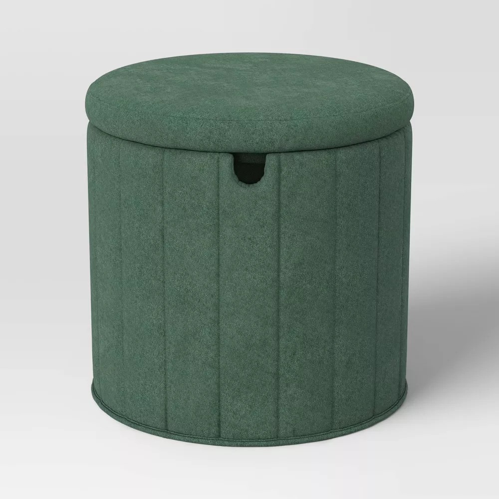 Folding Round Storage Ottoman Green - Room Essentials gallery