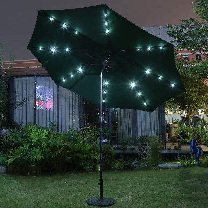 9' Solar LED Lighted Patio Umbrella with 8 Ribs/Tilt Adjustment and Crank Lift S gallery