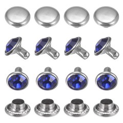 Clear Rhinestone Rivets [100pcs] – Crystal Rivets – [Deep Blue – 0.31 IN]