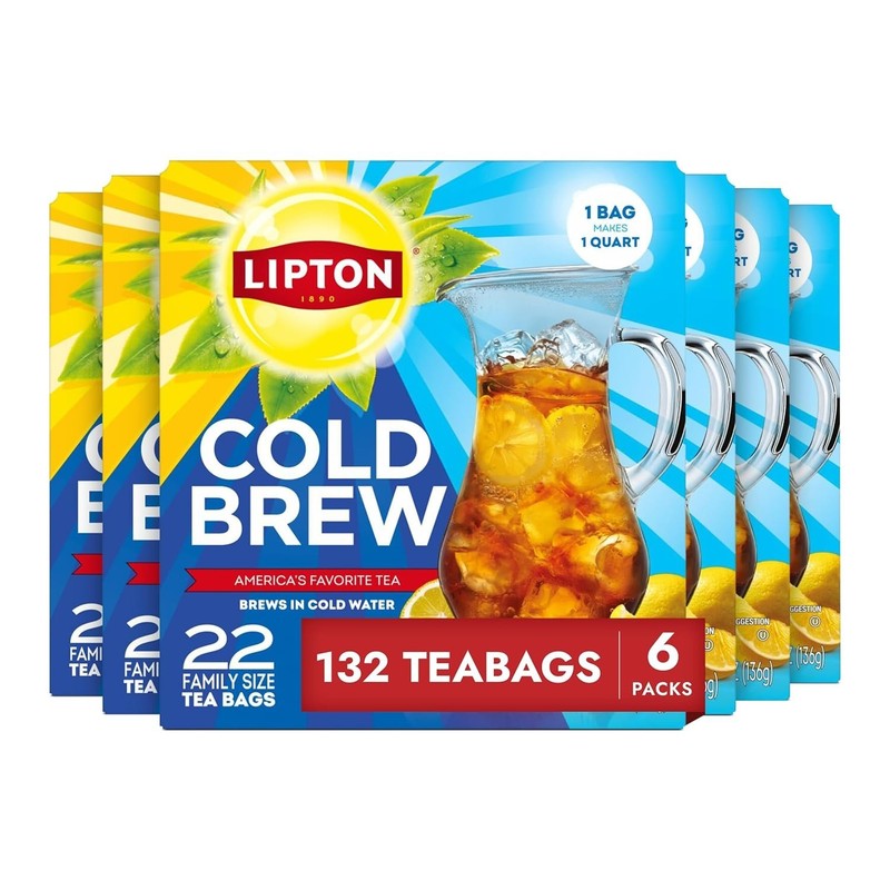 6pk Lipton Cold Brew Iced tea, ZeroCalories, no boiling needed, 22 Total TeBags gallery