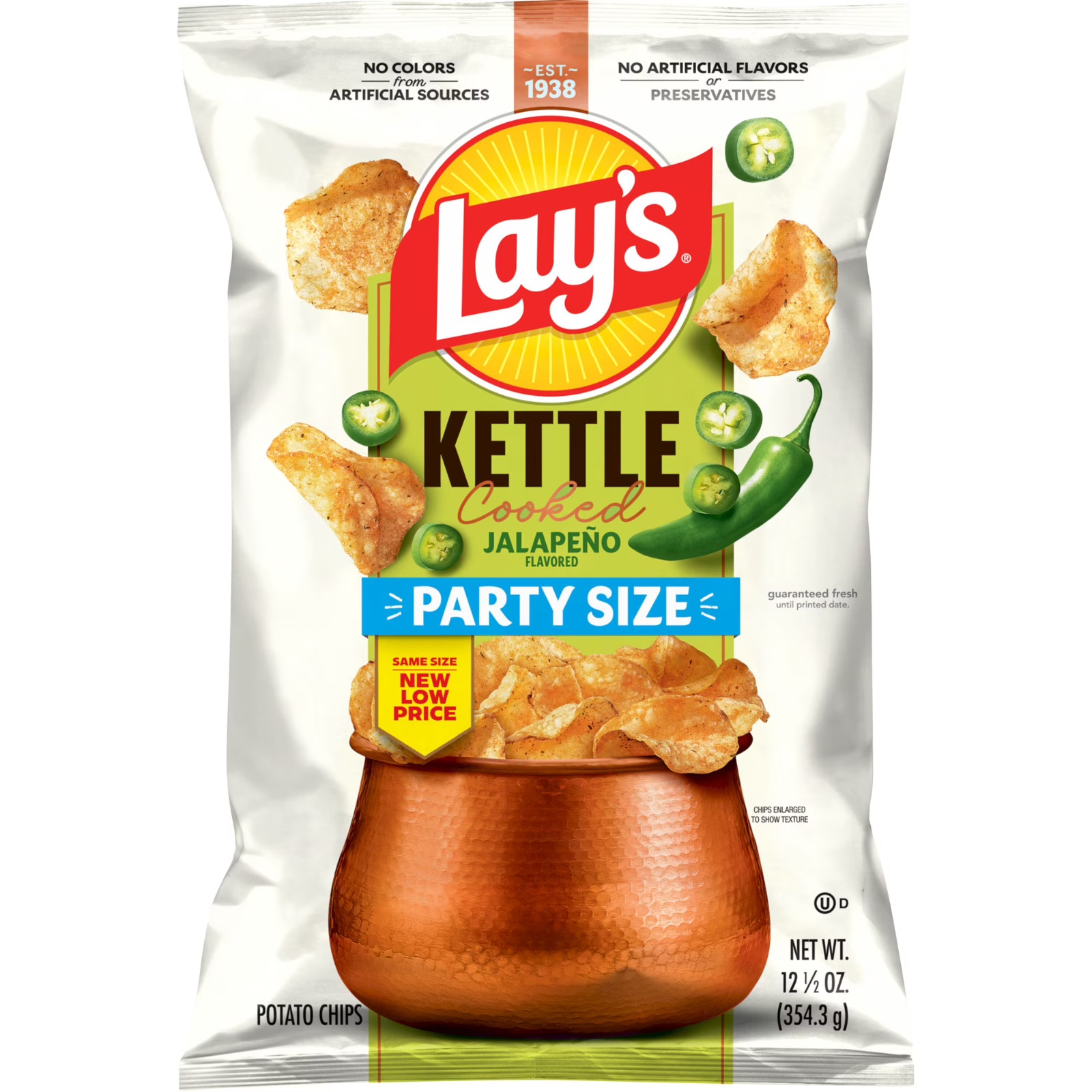 Lay’s Jalapeno Kettle Cooked Potato Chips Party Size Bag, 12.5 oz gallery