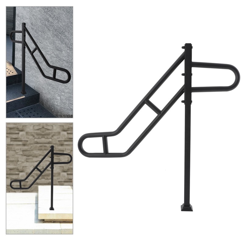 Single Post Handrail Floor Mount 1-3 Steps Stair Railing For Porch Balcony Patio gallery