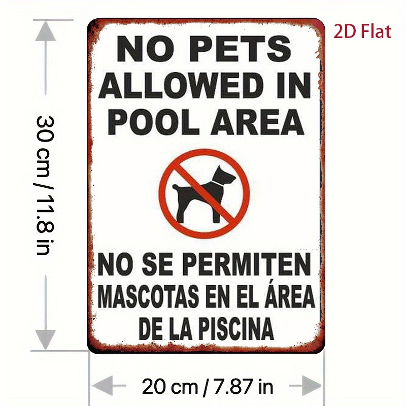 20.32x30.48 cm Metal Sign "No Pets Allowed in Pool Area" gallery