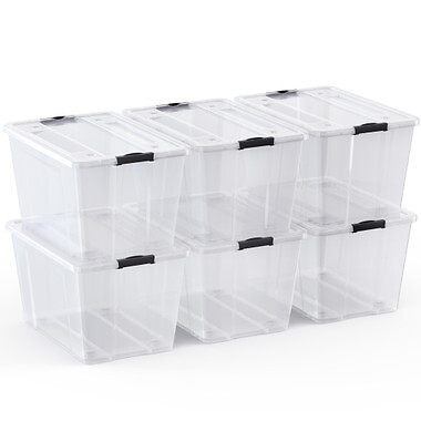 54 Quart Gasket Box, Stackable Storage Bin with Latching Lid, 6 Pack gallery