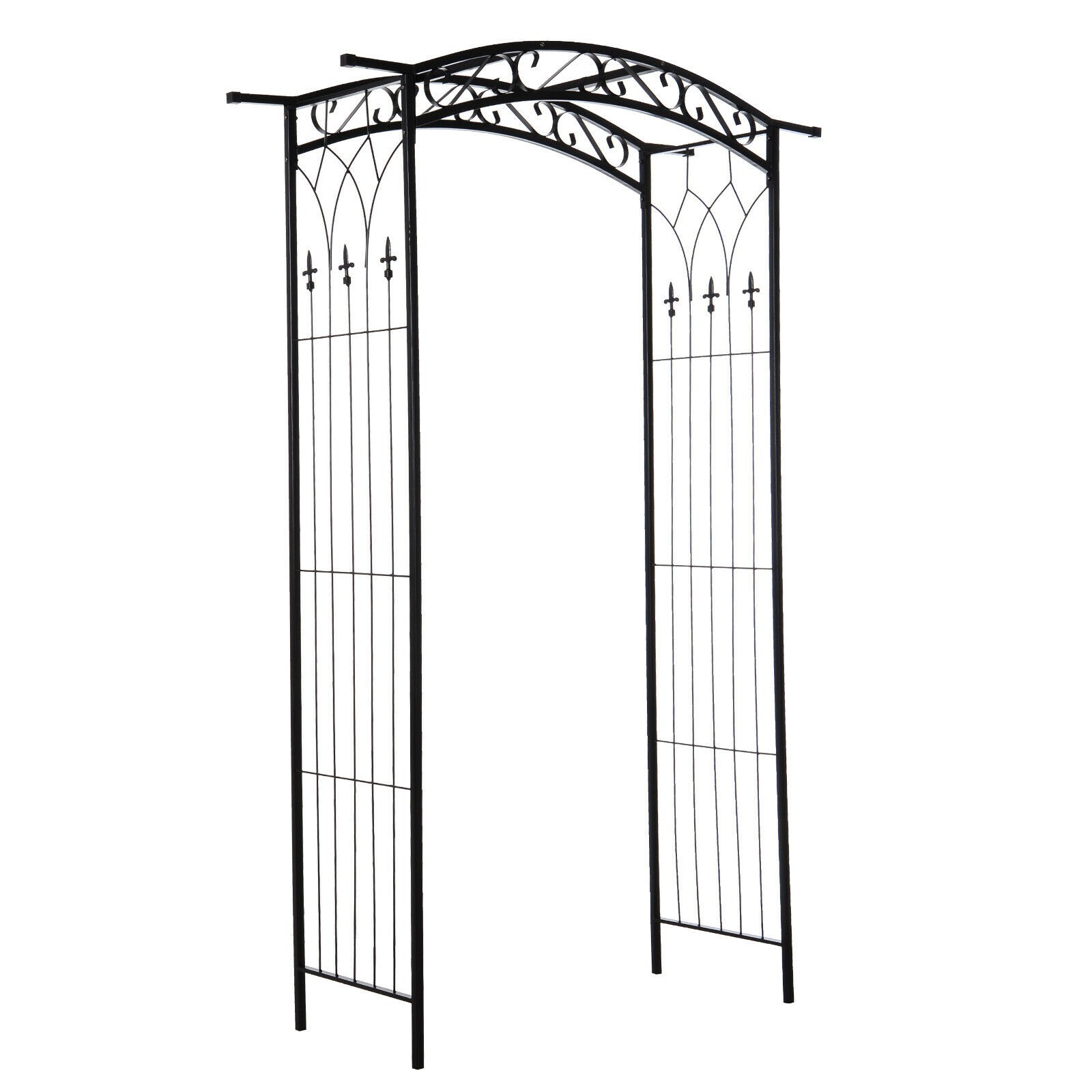 83in Metal Garden Arbor Arch Trellis for Climbing Vines Wedding Black gallery