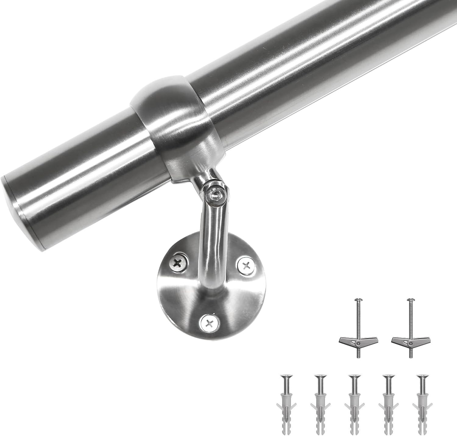 Stair Handrail Kit 4FT, Stainless Steel 304 Wall Mount Railing, 1-11/16 Inch Pip gallery