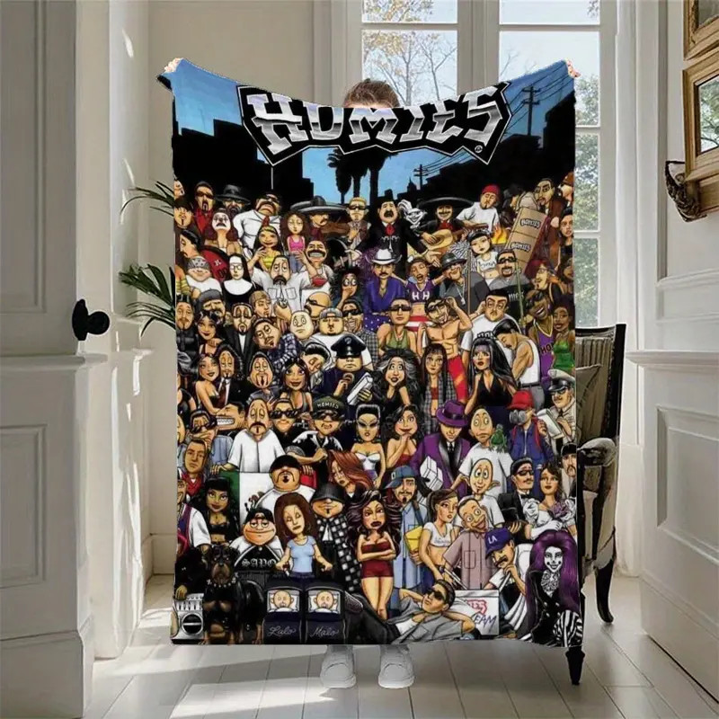 HOMIES Printed Flannel Blanket – Soft Cozy Throw, Nap Blanket & Gift for Friends