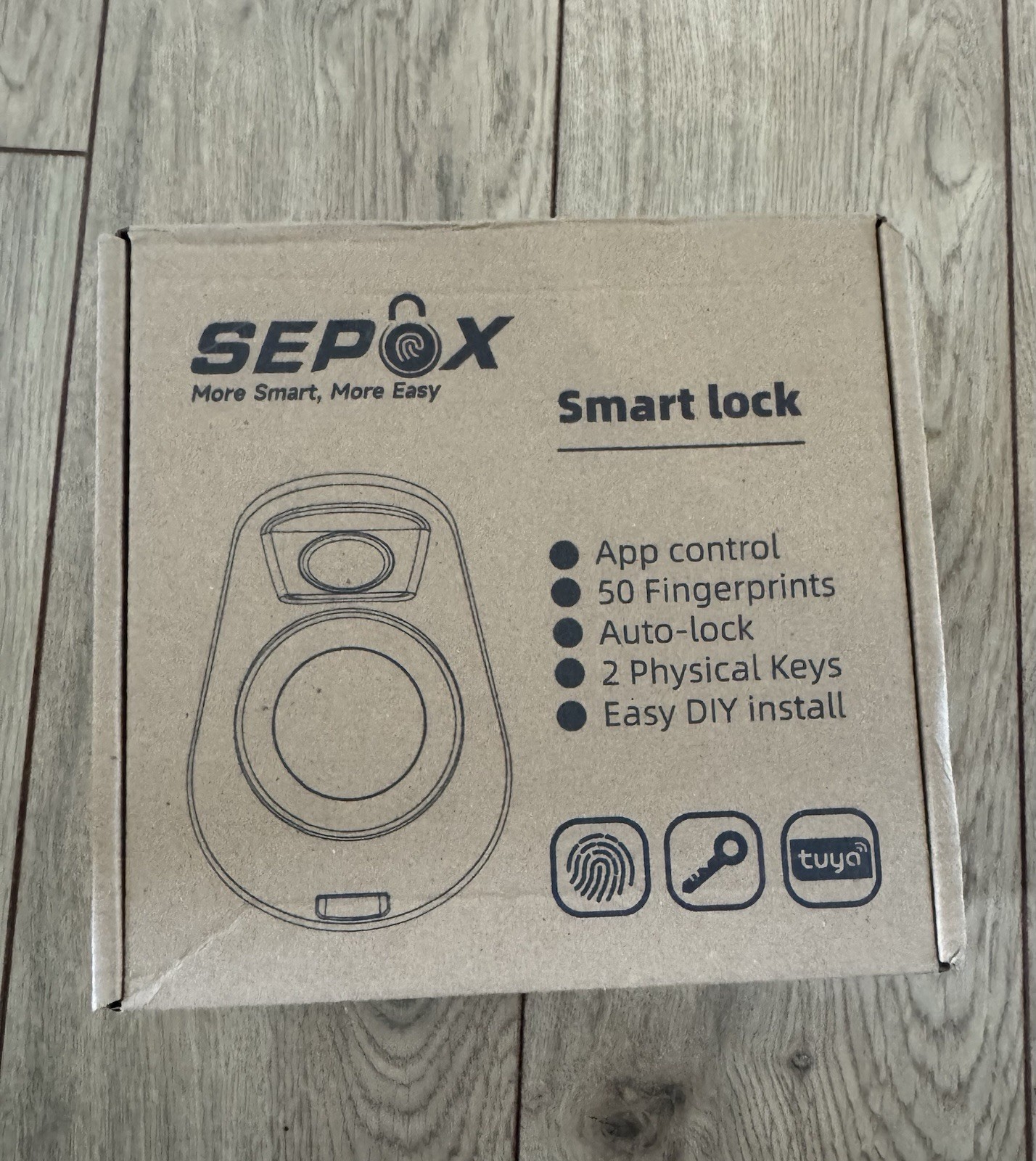 SEPOX Fingerprint Smart Door Lock, App Compatible, Auto Relocking, 2 Keys, Black gallery