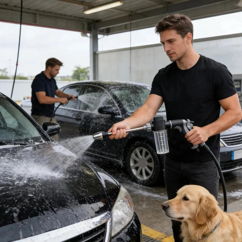 Aquoxis Cordless Cleaning Device Converts Garden Hose to Pressure Washer gallery