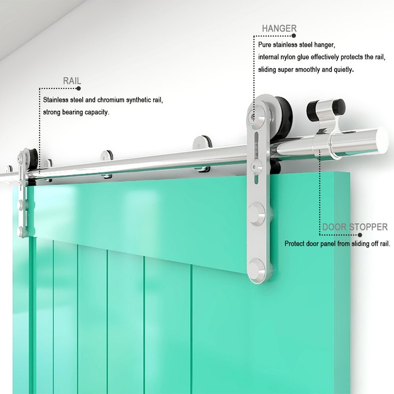 4-16FT Stainless Steel Sliding Barn Door Hardware Closet Track Kit for Wood Door gallery