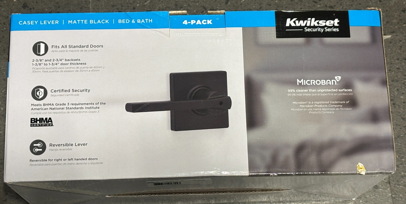8X Kwikset Casey Privacy Locking Door Bed & Bath Handle Matte Black 93002-068 gallery