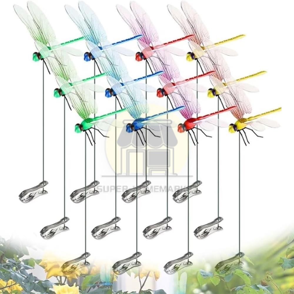 12 Fake Dragonfly Clips Clip on Dragonfly for Outdoors 3D Dragonfly Garden Decor gallery
