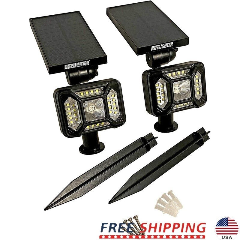 Solar LED Landscape Spotlight Dusk to Dawn Adjustable Outdoor Lights 2 Pack New gallery