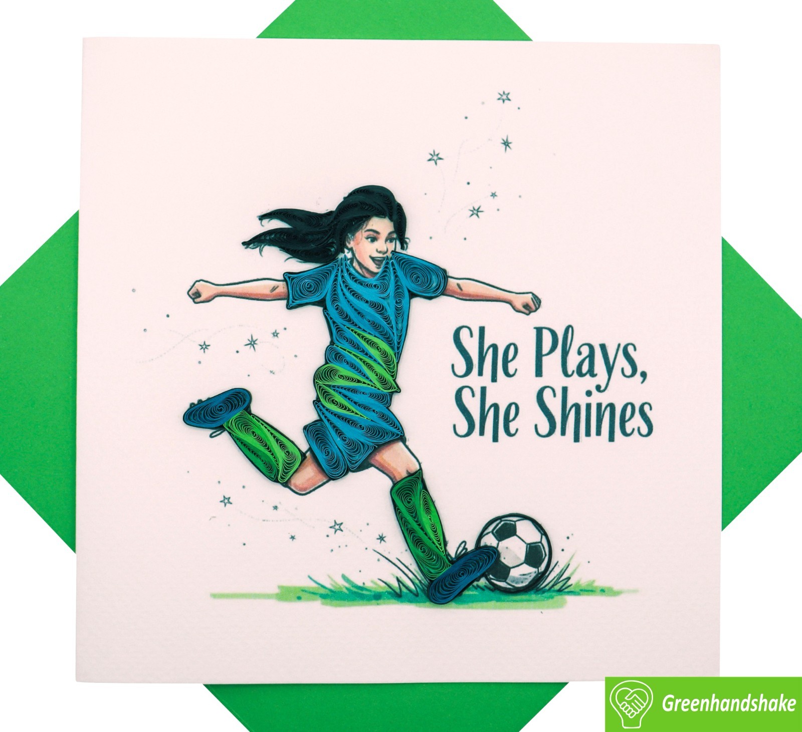 She Plays, She Shines Quilling Greeting Card, Handmade Art gallery