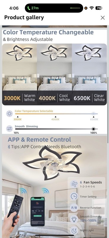 Modern Dimmable Flower Shape Ceiling Fans with Lights,27" Ceiling Fan Lights ... gallery