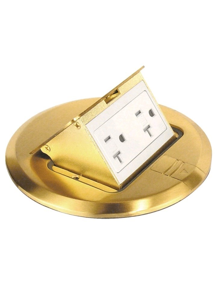 SOUTHWIRE Brass Pop-Up Floor Box Kit 20A Weather-Tamper-Resistant Duplex Outlet gallery