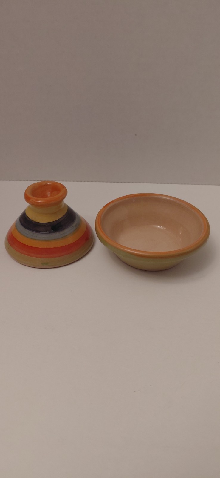 Moroccan Mini Tagine Spice Holder Multi Color Painted Ceramic 3” gallery