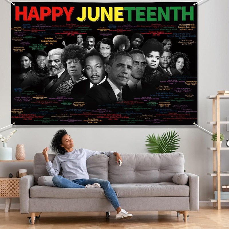 Juneteenth Decorations Happy Juneteenth Banner 72" x 48" African American Indepe gallery