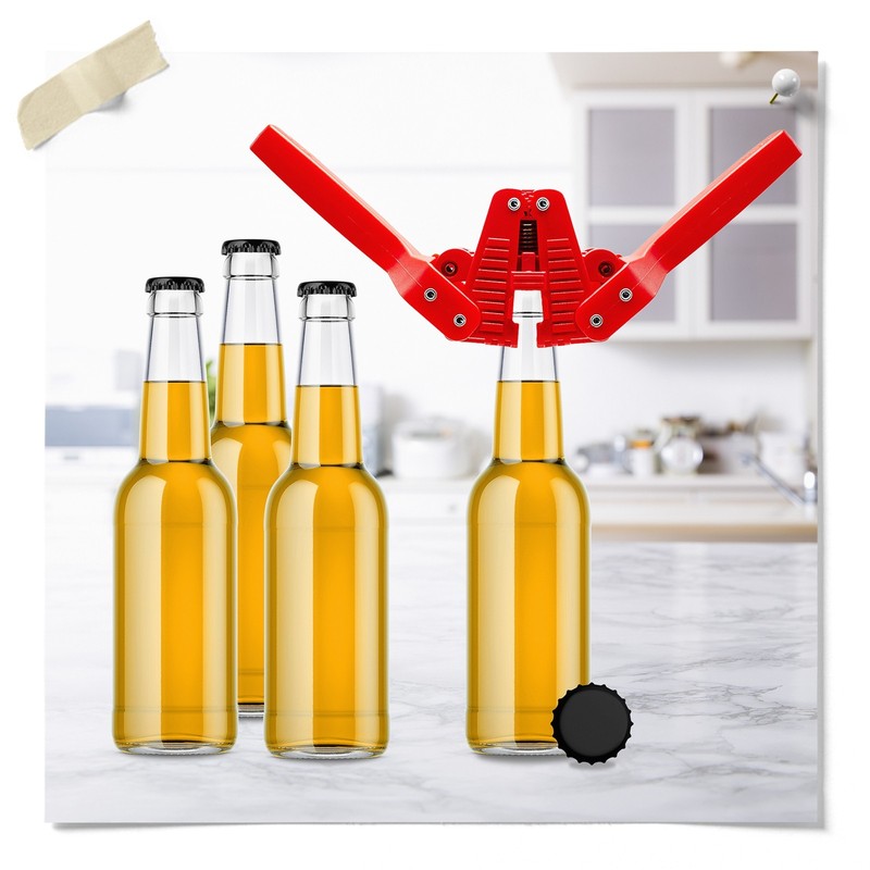 Fermentaholics Beer Bottle Capper & Lid Set and 144 Black Crown Caps gallery