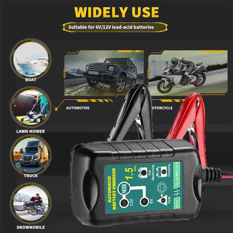 12V 1.5A Automatic Smart Battery Charger for all types Lead Acid Batteries gallery