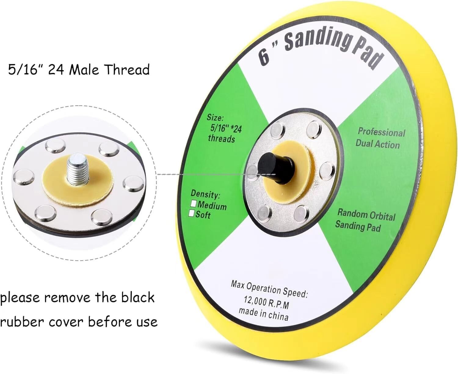 6" PSA DA Sander Backing Plate Pad, Flexible, Dual-Action Random Orbital Sanding gallery