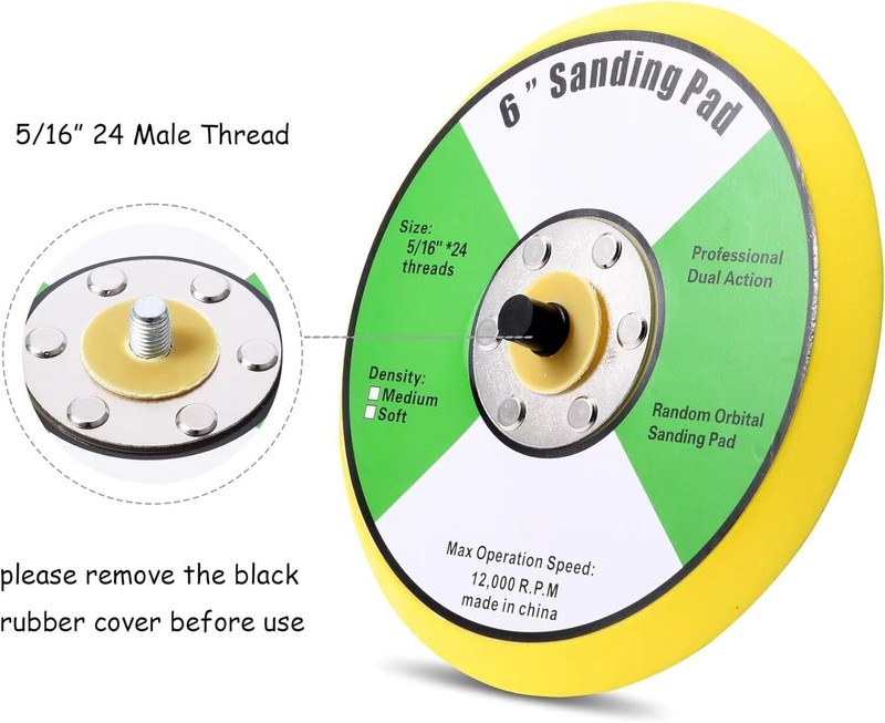 6" PSA DA Sander Backing Plate Pad, Flexible, Dual-Action Random Orbital Sanding gallery