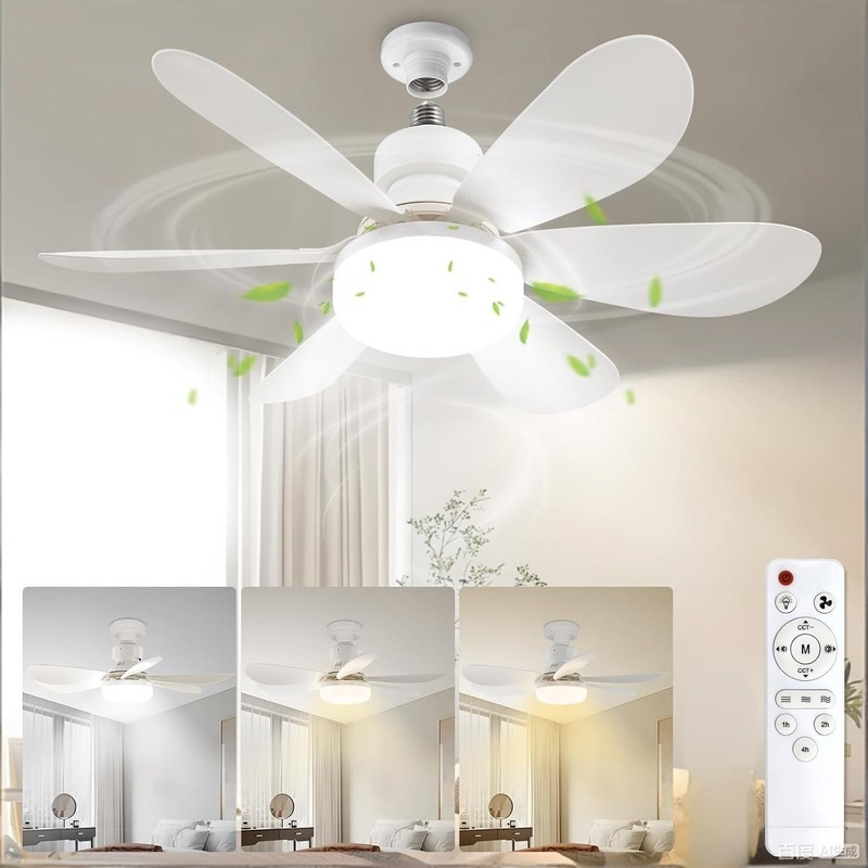 Socket Fan Light Ceiling Fans Lights Remote Control Dimmable LED Ceiling Fan New gallery