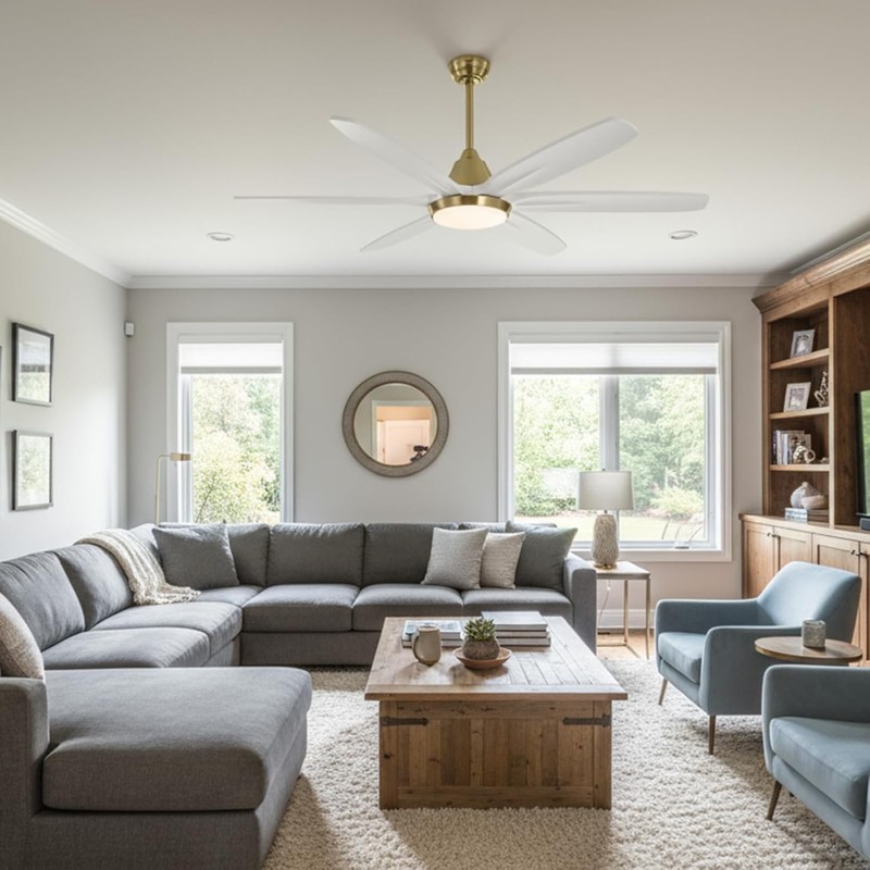 60" Ceiling Fans With Lights Solid Wood Modern Ceiling Fan With Remote Dimmable gallery