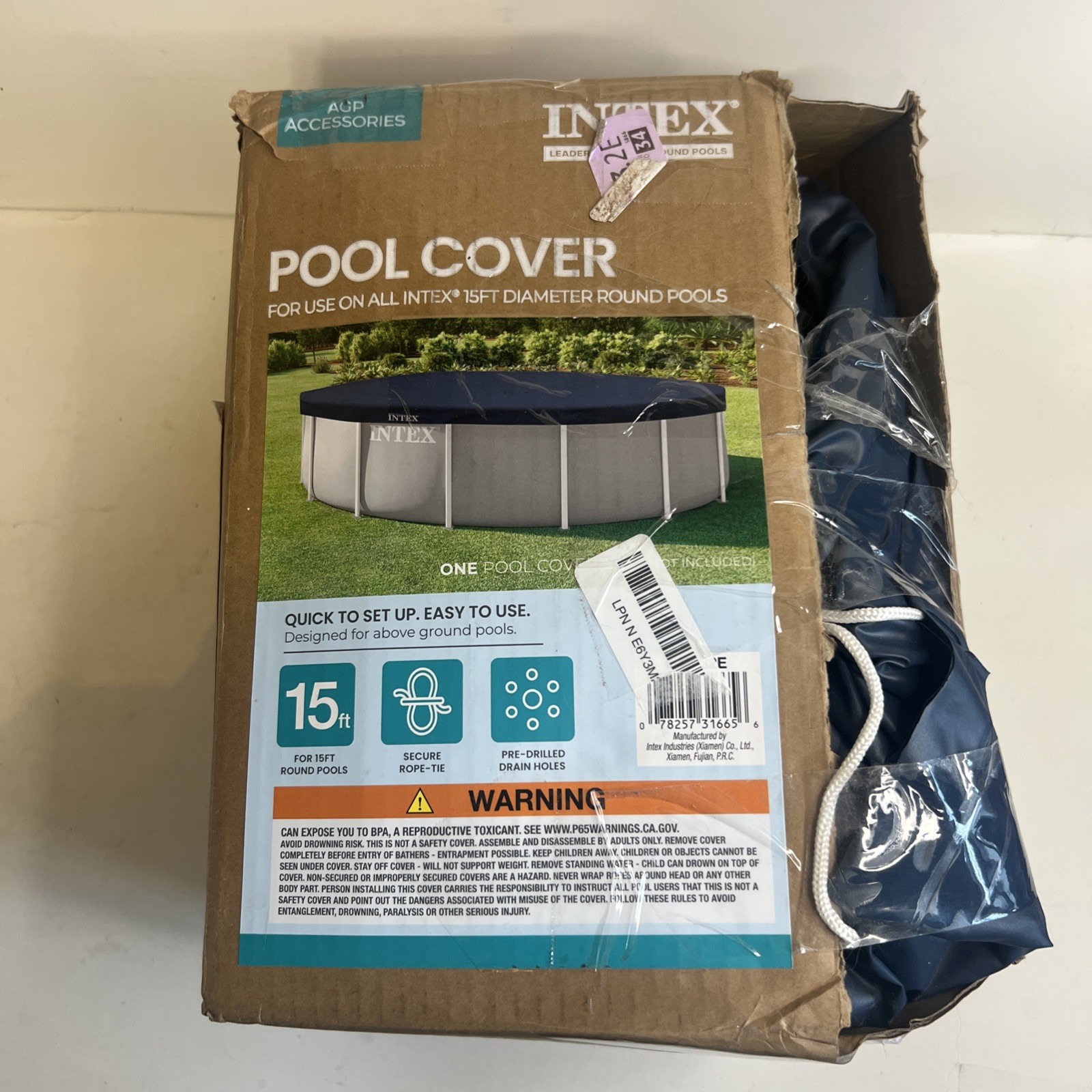 Intex 28032E 15 Foot Round Above Ground Swimming Pool Cover, (Pool Cover Only) gallery
