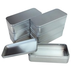 Rectangular Metal Empty Tins 7 PCS Set 5.9×2.75×1.57 inches Silver