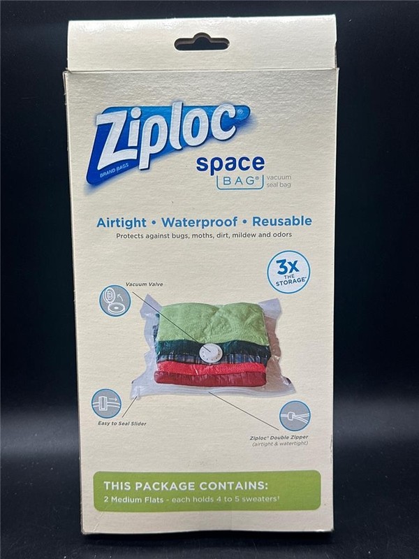 Ziploc Space Bag FLAT Medium Flat Storage Compression Bags Reusable NEW 2 Count gallery