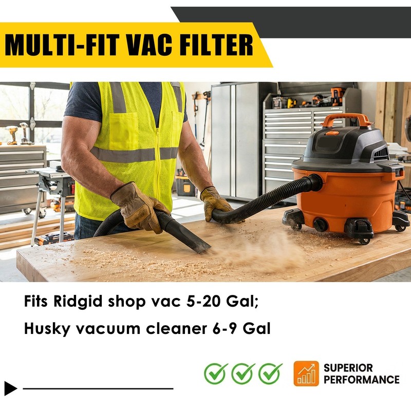 VF4000 Replacement Filter 2 Pack For RIDGID Shop Vac 72947 | Includes 4 Foam Spo gallery