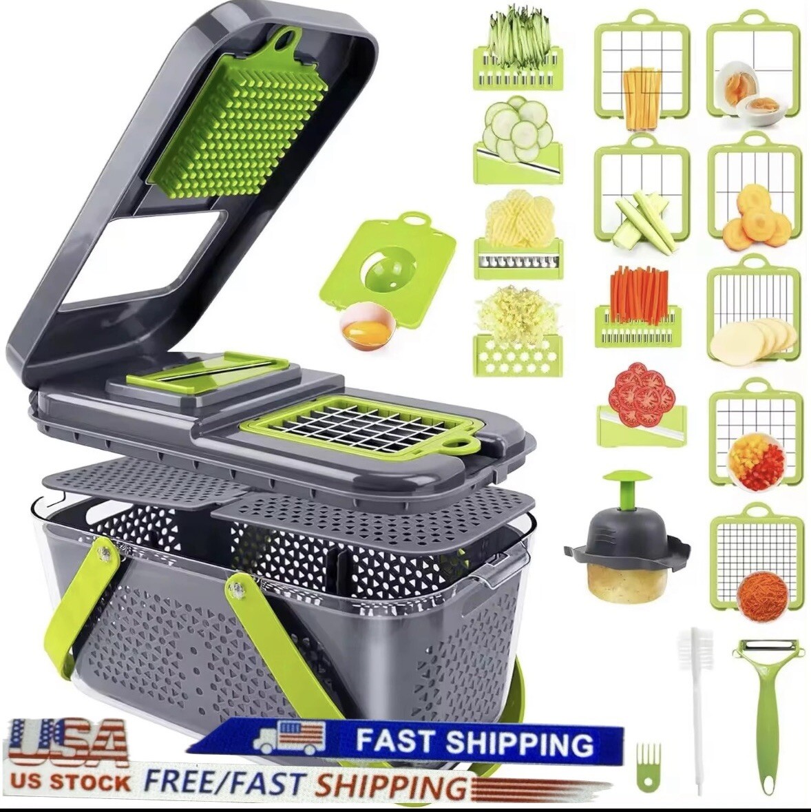 22 In 1 Vegetable Fruit Chopper and Slicer,Kitchen Food Cutter and Dicer/US gallery