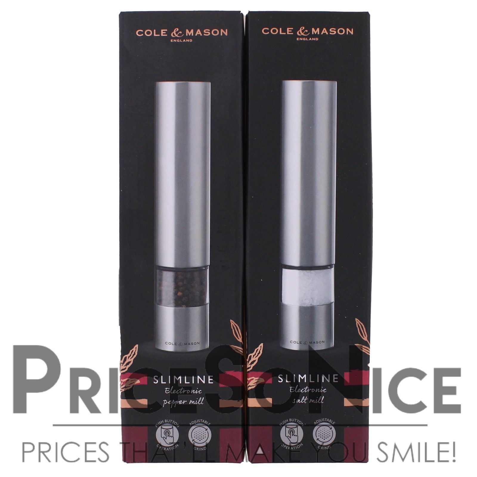 Cole & Mason Slimline Electric Salt & Pepper Mills + FREE Thermometer MSRP$300 gallery