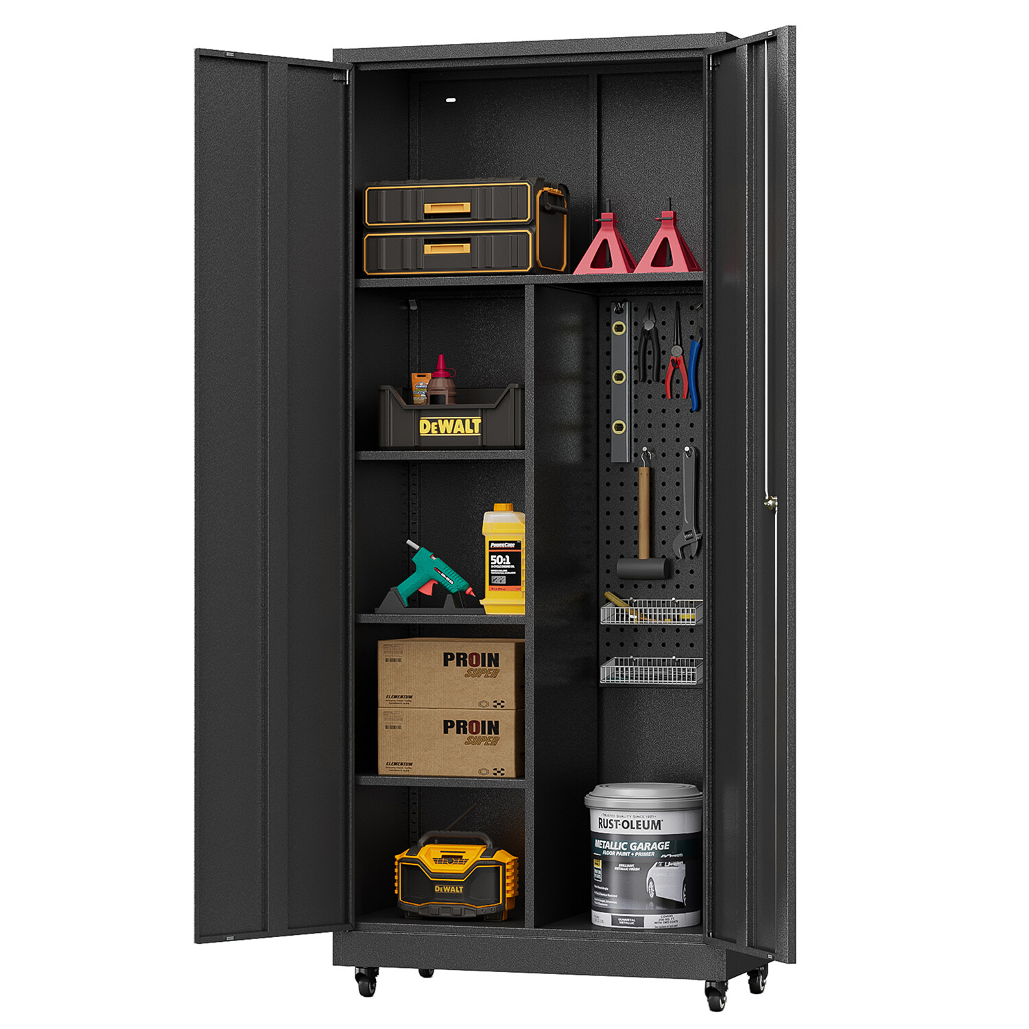 Metal Storage Cabinet w/Adjustable Shelves 71H Lockable Tool Cabinet Home Garage gallery