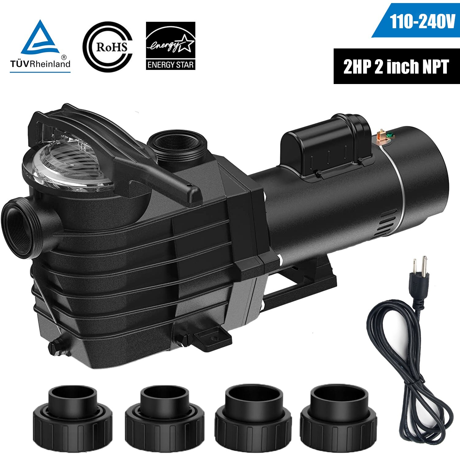2HP 2" Thread NPT INGROUND Swimming POOL PUMP MOTOR 6500GPH 85FT Hmax 110-240V gallery