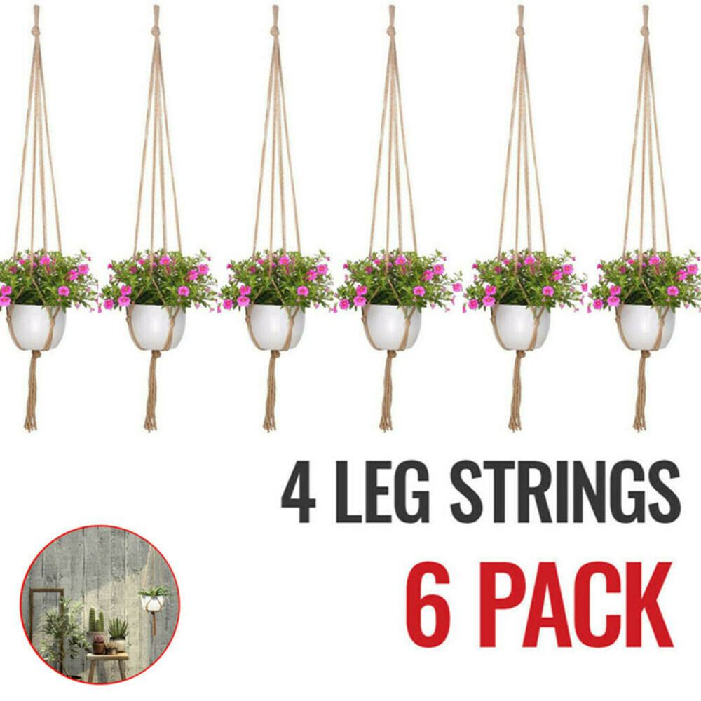6Pack Garden Macrame Plant Hanger Knotted Rope Hanging Basket Flower Pot Holder gallery