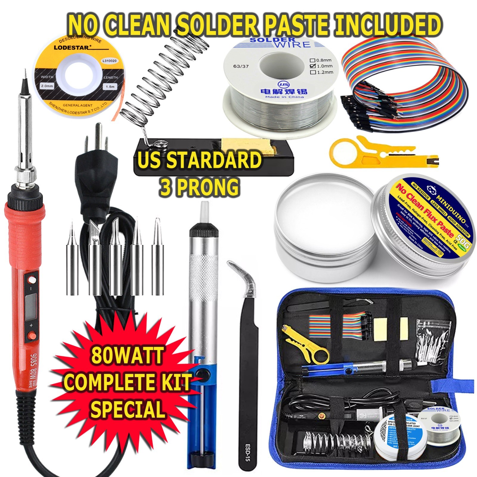80W Electric Soldering Iron Welding Gun Tool Kit Solder Wire Desoldering Pump gallery
