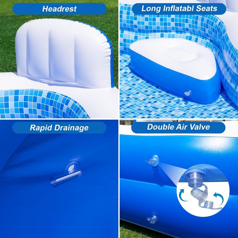 Extra Large Inflatable Swimming Pool with Seats Pump, 10.1TF X 7.5FT Blow-Up ... gallery