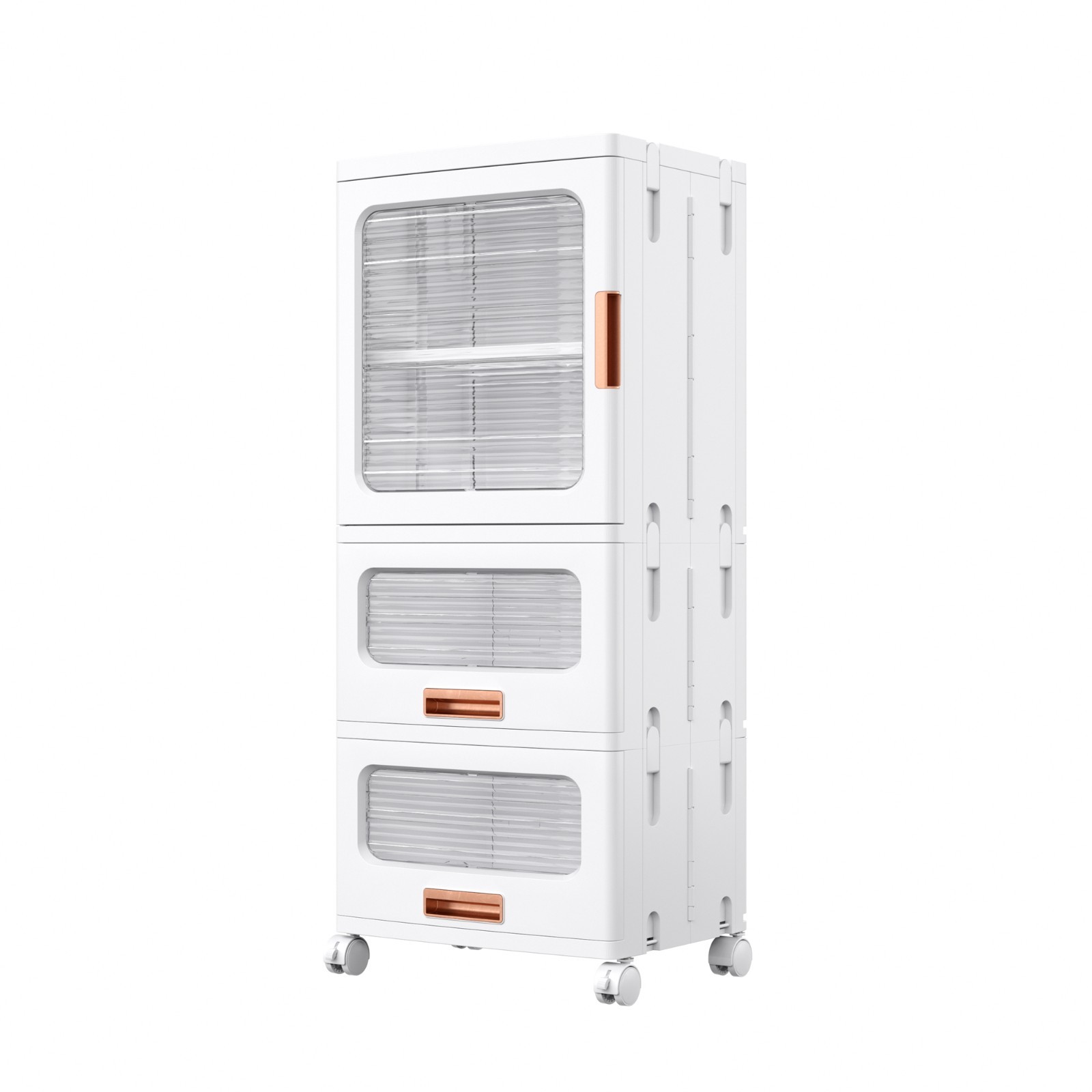 Multi Height Slim Storage Cabinet with Wheels Stackable Foldable Clear Door gallery