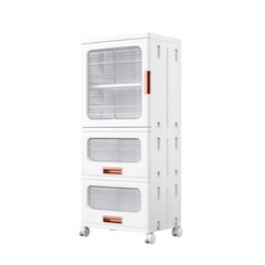 Multi Height Slim Storage Cabinet with Wheels Stackable Foldable Clear Door