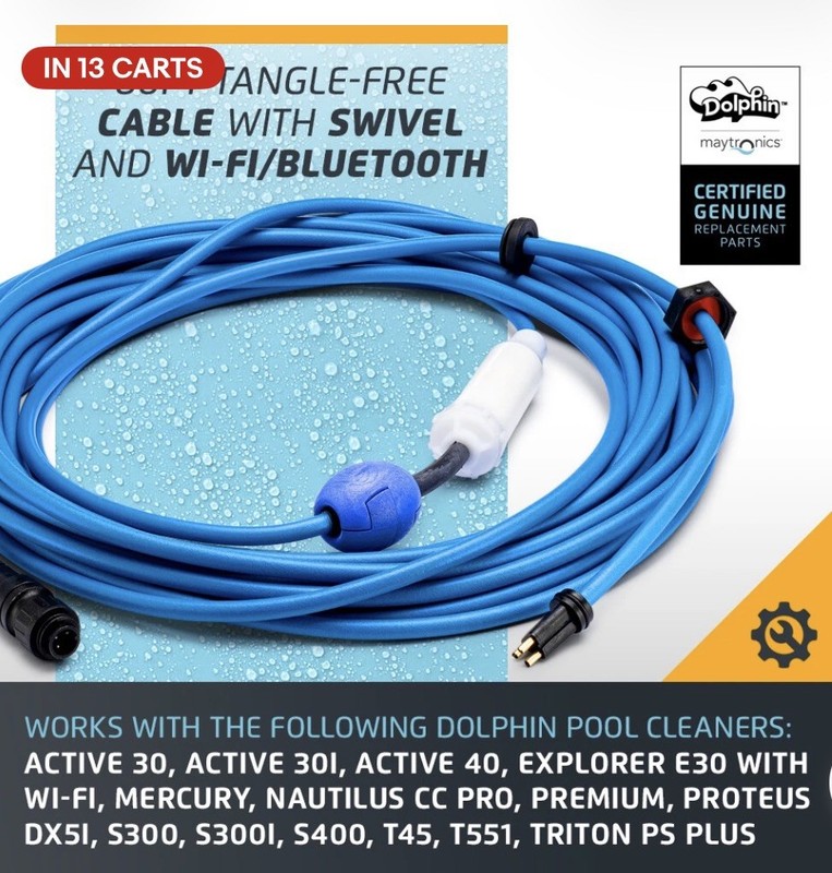 Authentic Dolphin Replacement Cable with Swivel (3 Wire) - 60ft, Maytronics gallery