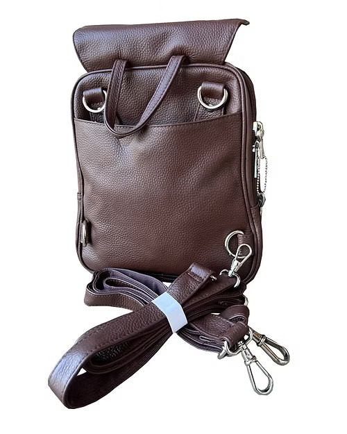 Brown Roma Leathers Compact Leather Concealment Backpack 3